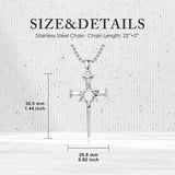 Sterling Silver Star Of David  Cross Pendant Necklace