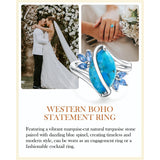 Sterling Silver Turquoise Malachite Engagement Ring for Women Western Jewelry