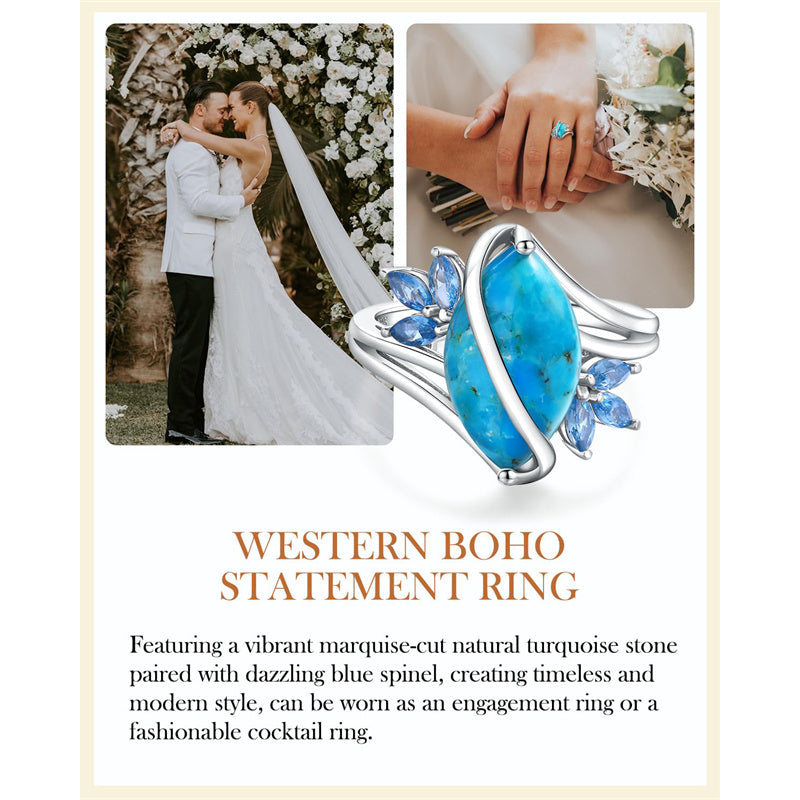 Sterling Silver Turquoise Malachite Engagement Ring for Women Western Jewelry