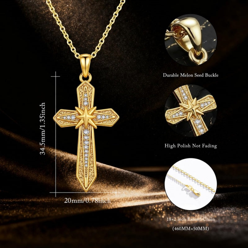 14K Gold Plated  Cross Necklace for Women Christian Jewelry  Birthday Christmas Gift
