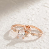 14K Gold Plated 3CT Oval Cut Twisting Infinity Pave Engagement Bridal Ring Sets  for Women