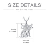 Sterling Silver Highland Cow Urn Necklace for Ashes