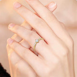 14K Solid Yellow Gold Ring for Women, Real Gold Dainty Wedding Engagement Eternity Bridal Ring Love Jewelry for Her