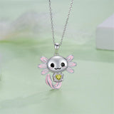 Axolotl Necklace 925 Sterling Silver Axolotl Pendant Cute Animal Jewelry Gift for Women Girls Daughter