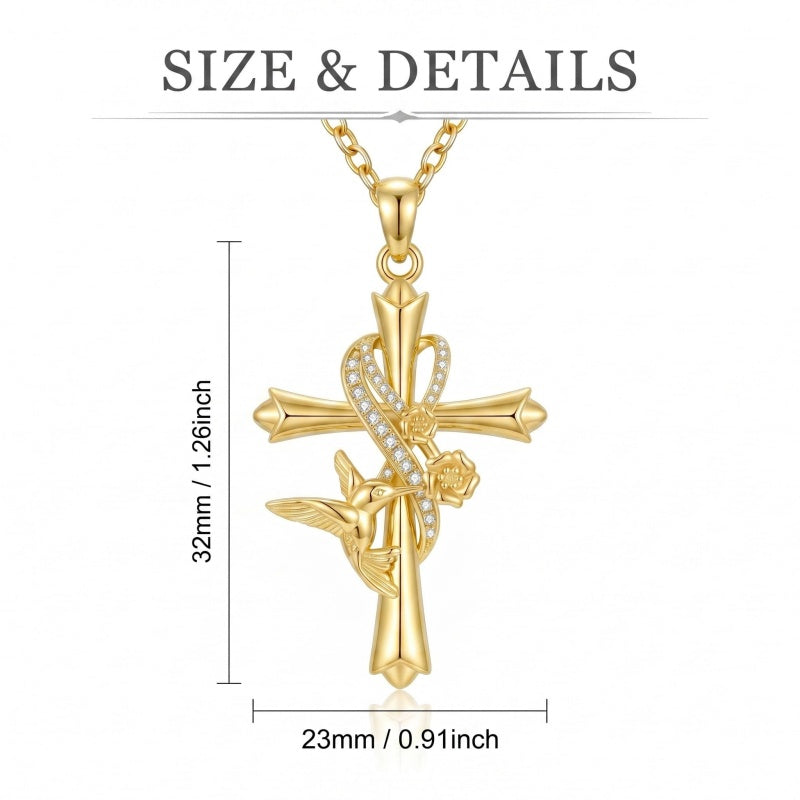 14K Gold Plated Cross Necklace for Women