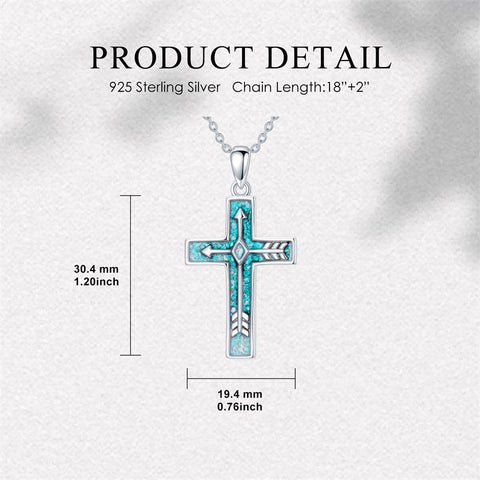 Sterling Silver Cross Pendant Necklace for Women Southwestern Cross Jewelry Gifts