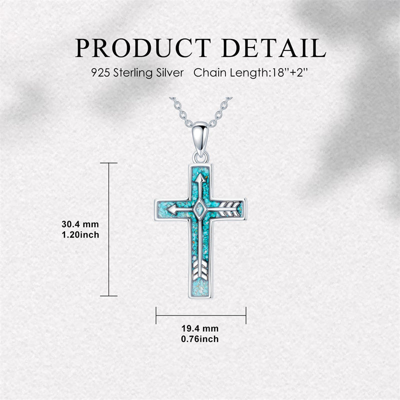 Sterling Silver Cross Pendant Necklace for Women Southwestern Cross Jewelry Gifts