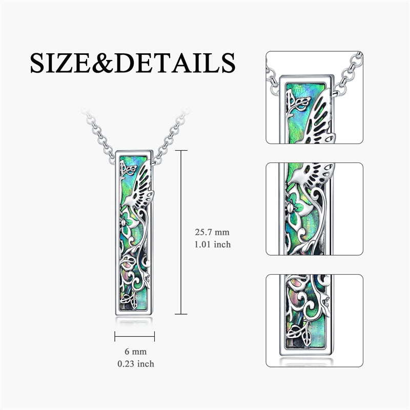 Sterling Silver 3D Bar Turquoise Tree of Life Urn Necklace for Ashes