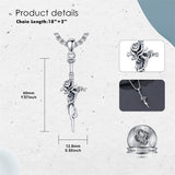 Sterling Silver Medieval Sword Dagger Pendant Necklace