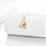 14K Gold Red Cardinal Necklace Gifts for Women When Cardinals Appear Angels Are Near Heart Pendant Memorial Jewelry