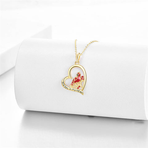 14K Gold Red Cardinal Necklace Gifts for Women When Cardinals Appear Angels Are Near Heart Pendant Memorial Jewelry