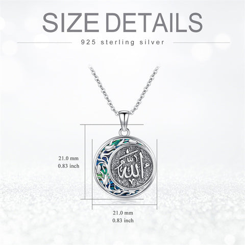 Sterling Silver Allah & Tulip  Pendant Necklace