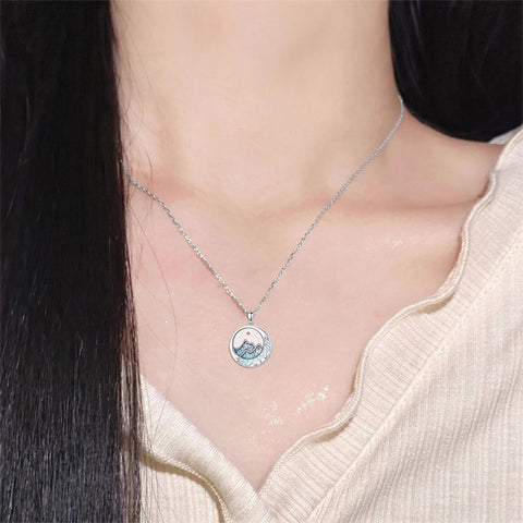 Sterling Silver Mustard Seed Black Cat Hummingbird Cross and Mountain Mountain Turquoise Sun and Moon Pendant Necklace