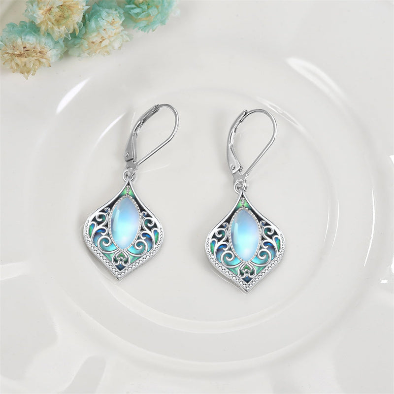 Orecchini in pietra di luna per le donne 925 Sterling Sliver Rainbow Orecchini in pietra di luna per le donne 925 Sterling Sliver Rainbow