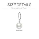 925 Sterling Silver Pearl Leverback Earrings Dangle Drop Jewelry Gifts for Women and Girls