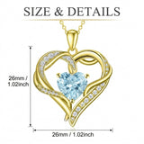 14K Gold  Plated 12 Months Birthstone Forever Love Heart Necklace Birthday Anniversary Wedding Gift