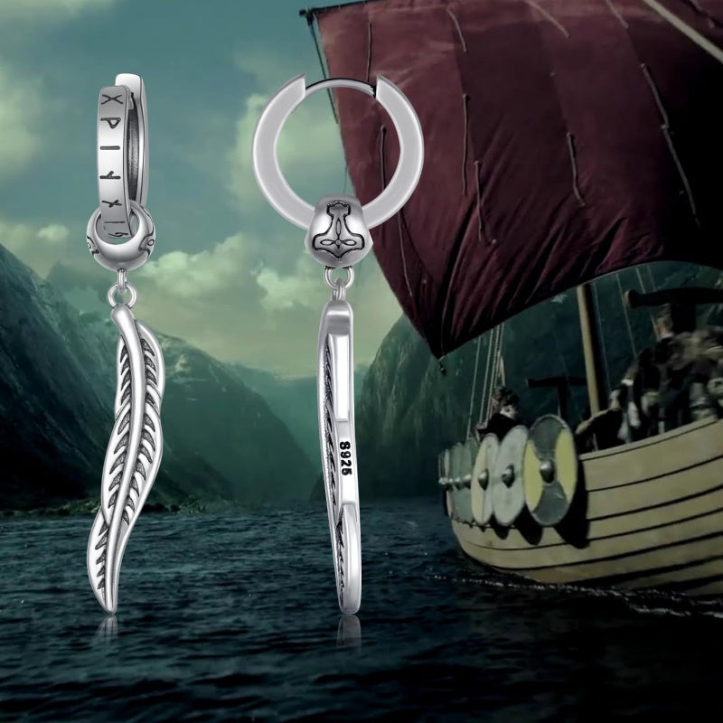 14K Gold Plated Viking  Hoop Earrings for Men