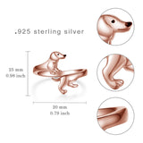 Sterling Silver  Dachshund Dog Adjustable Ring Gifts for Women Dog Lovers