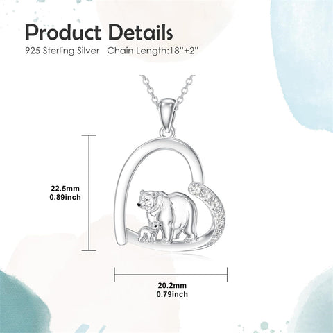 Sterling Silver Polar Bears Pendant Necklace