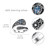 Sterling Silver Adjustable Dragon Moth Octopus Shark Stingray Sea Turtle Spoon Ring
