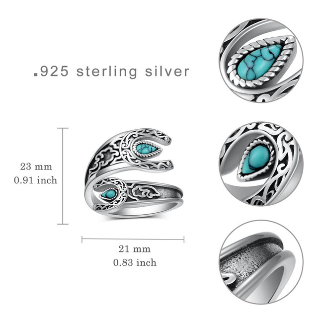 Western Turquoise Spoon Ring 925 Sterling Silver Vintage Thumb Ring Western Thumb Ring for Women Girls