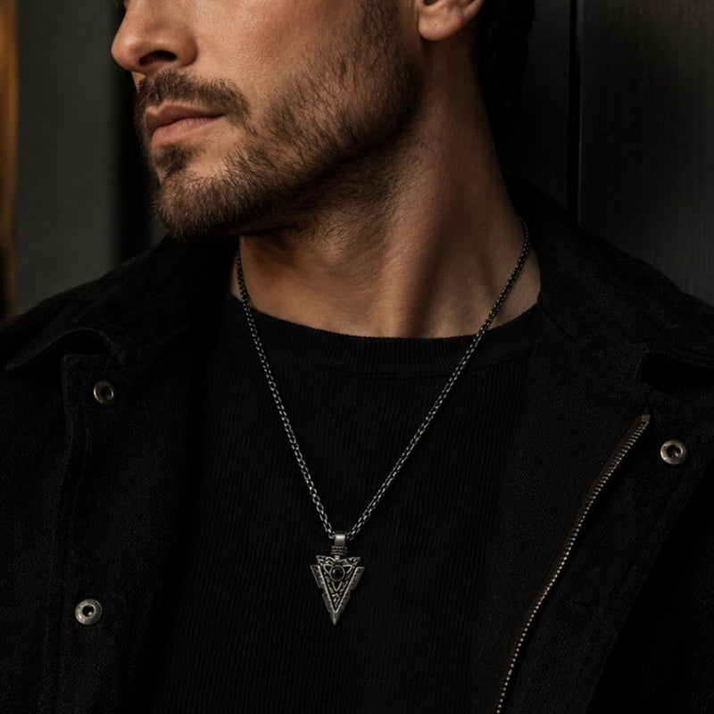 Malachite Turquoise Arrow Pendant Necklace for Men