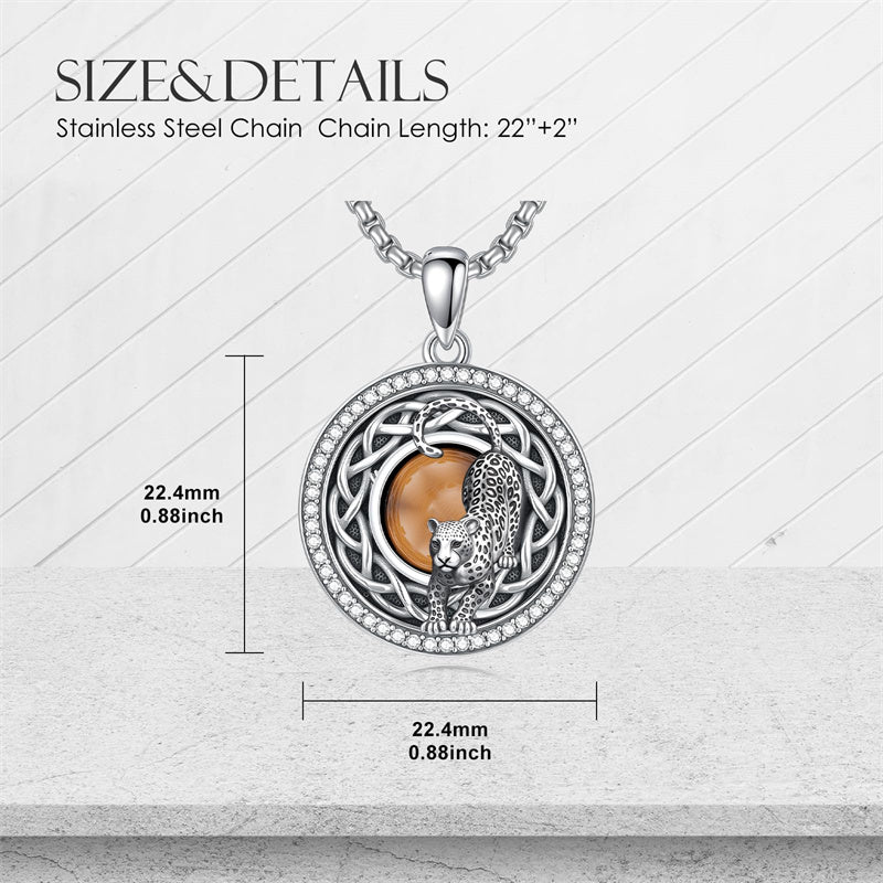 Sterling Silver Tiger Eye Eagle Lion Pendant Necklace for Men