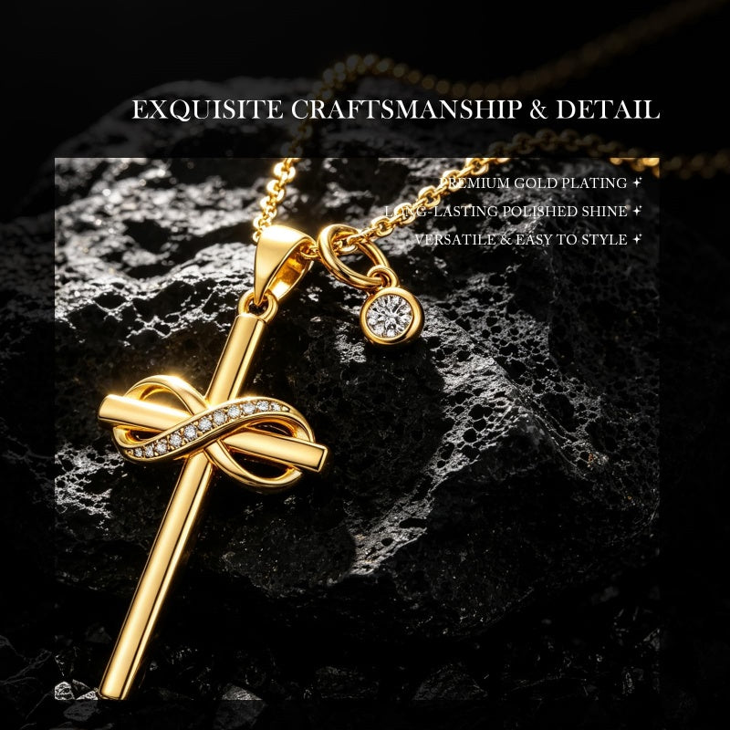 14K Gold Plated  Cross Necklace for Women Christian Jewelry  Birthday Christmas Gift