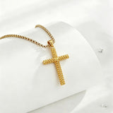 14K Plated Gold Cross Pendant Crucifix Necklace Christian Jewelry Baptism Religious Faith