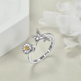 Hummingbird Rings for Women Sterling Silver Anxiety Rings Open Rings Gifts for Girls