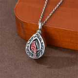 Sterling Silver Personalized Red Cubic Zirconia Butterfly Hummingbird Urn Necklace for Ashes