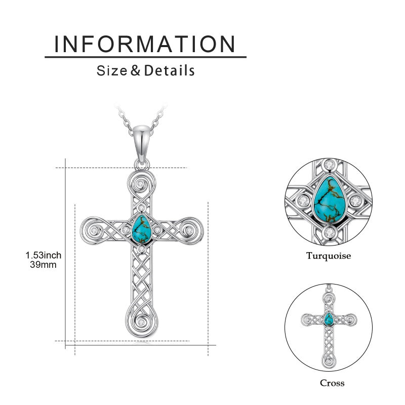 14K Gold Plated Turquoise Cross Pendant Necklace Western Jewelry for Women