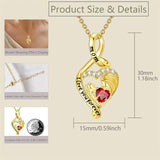 10K 14K 18K Yellow Gold 12 Months Birthstone  Infinity Mother Daughter Pendant Necklace