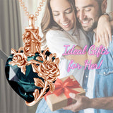 Sterling Silver Heart Crystal Rose Urn Necklaces for Ashes for Women