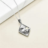 Mountain Necklace for Women Range River Cloud Sunrise Sterling Silver Pendant Nature Jewelry Mothers Day Gifts for Womens Hiker Camper Climber