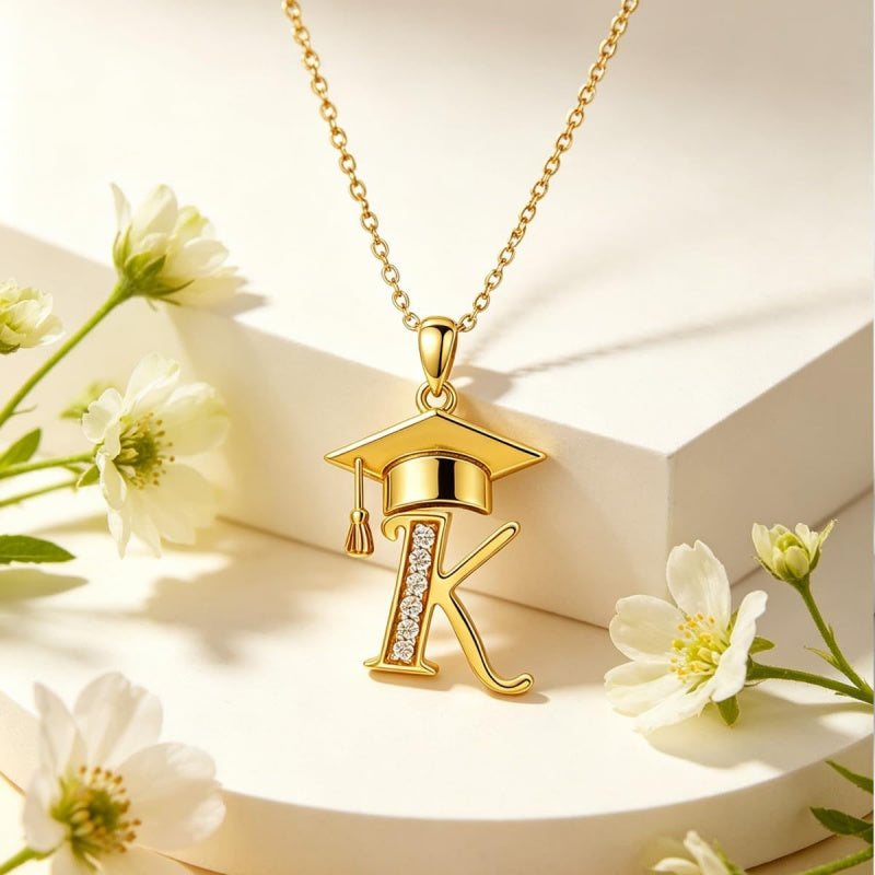 Initial  Graduation 14K Gold Plated Inspiring Grad Pendant Necklace Graduations Jewelry Gifts