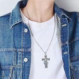 Sterling Silver Wooden Cross Pendant Necklace