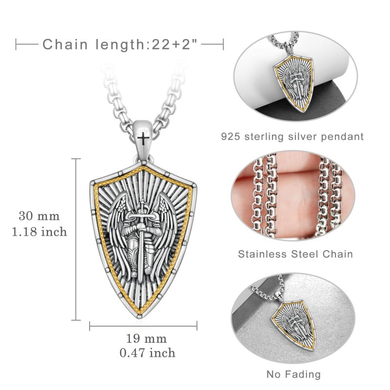 14K Gold Plated Masonic Cross Compass St Michael St Christopher Santa Muerte Star of David Pendant Necklace