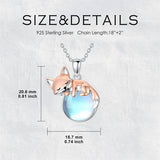 Sterling Silver Moonstone Fox Dolphin Axolotl Teddy Bear Hippo Raccoon Pendant Necklace for Women