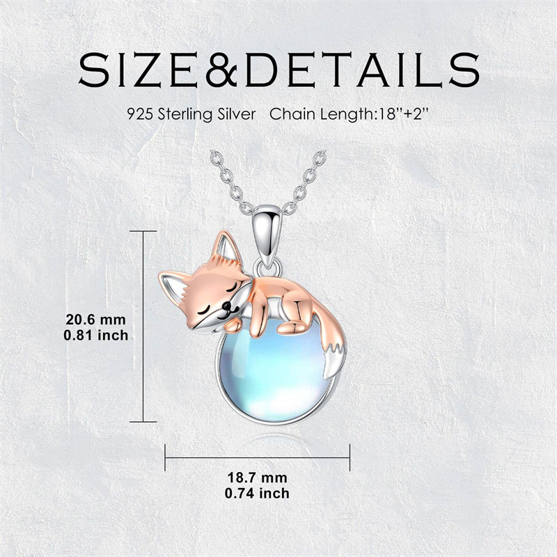 Sterling Silver Moonstone Fox Dolphin Axolotl Teddy Bear Hippo Raccoon Pendant Necklace for Women