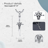 Sterling Silver Medieval Sword Dagger Pendant Necklace