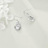 Black Cat Earrings for Girls 925 Sterling Silver  Dangle Earrings Dragon Leverback Earrings Cute Animal Jewelry Gift for Women