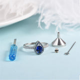 925 Sterling Silver Teardrop Urn Rings Hold Loved Ones Ashes Cz Cremation Memorial Ring Keepsake Jewelry for Women