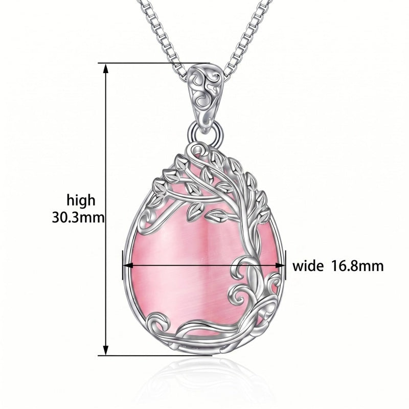 14K Gold Plated Teardrop Tree of Life Necklace for Women
