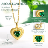 14K Gold Plated Lab-Grown Emerald Pendant Necklaces for Women