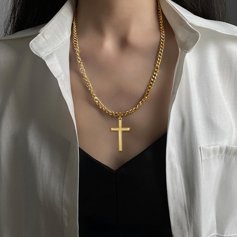14K Gold Plated Cross Pendant Necklace Protection Jewelry Religious Gift