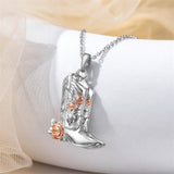 Sterling Silver Cowboy Boot Cowgirl Pendant Necklace
