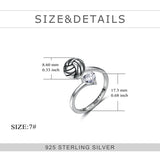 Sterling Silver Fidget Anxiety Ring for Women Spinner Ring Open Adjustable for Anxiety Relieving Stress Women Girl