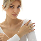 Sterling Silver 10K 14K 18K Gold Heart Moss Agate Opal Cubic Zirconia Promise Rings For Women