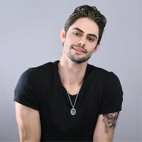 Sterling Silver Saint Joseph St Michael Saint Peter Saint Christopher Religious Pendant Necklace